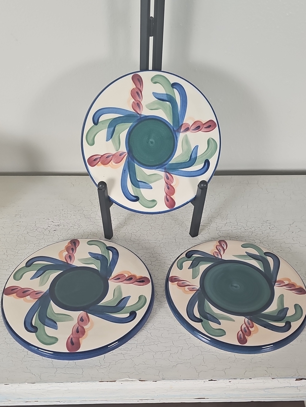 🎨 Set of 3 Vintage Gail Pittman Hand Painted Ceramic Trivets 7.25”